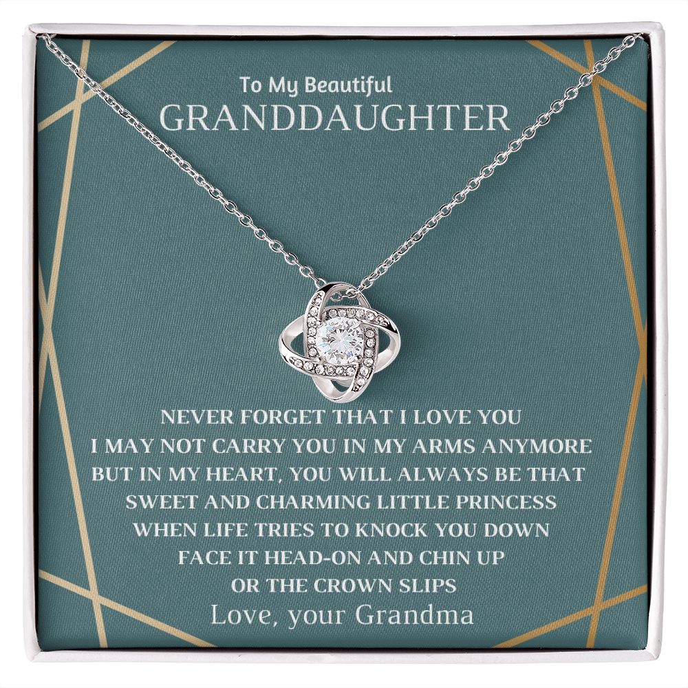 To My Beautiful Granddaughter Love Knot Necklace