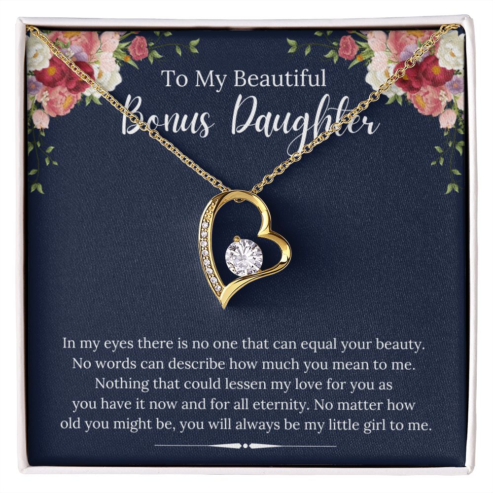 To My Beautiful Bonus Daughter Forever Love Necklace