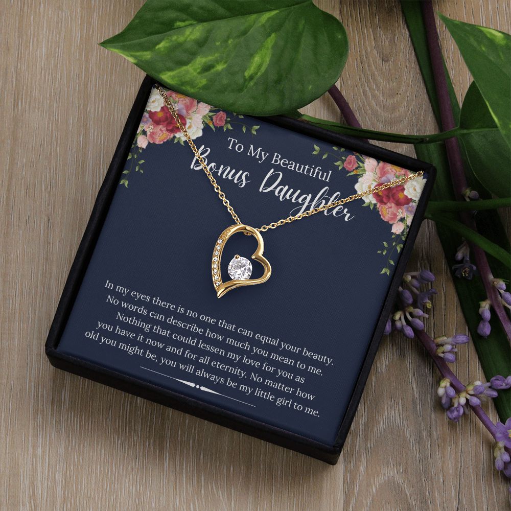 To My Beautiful Bonus Daughter Forever Love Necklace